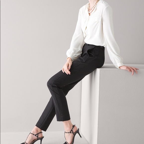 BILL TORNADE Paris Black w/ Silver Metallic Pinstriped High Waisted Side Zipper - Picture 2 of 16